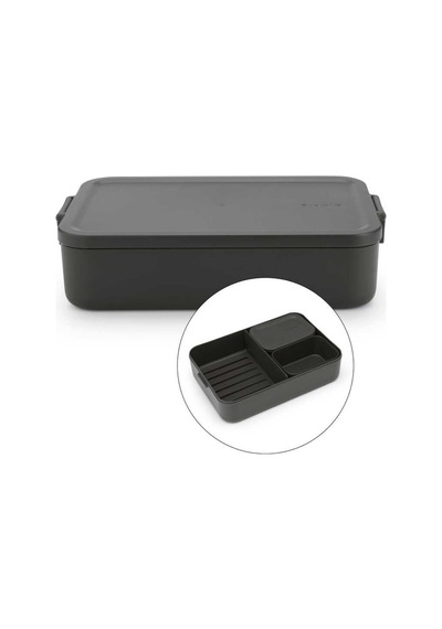 Brabantia Make Take Dark Grey Plastik Büyük Boy Bölmeli Yemek Taşıma Kabı 2l