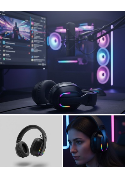 Wireless Oyuncu Kulaklığı Rgb Işıklı Uzun Batlı Gldısptm - 73 Mikrofonlu Headset