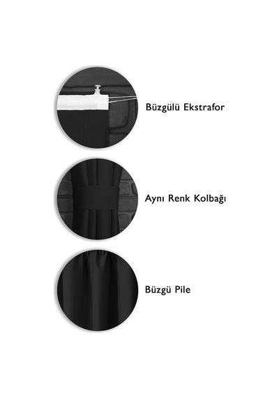 Özenev Blackout Işık Geçirmez Fon Perde Siyah Pilesiz Ekstraforlu Karartma Güneşlik 150x270 Genel