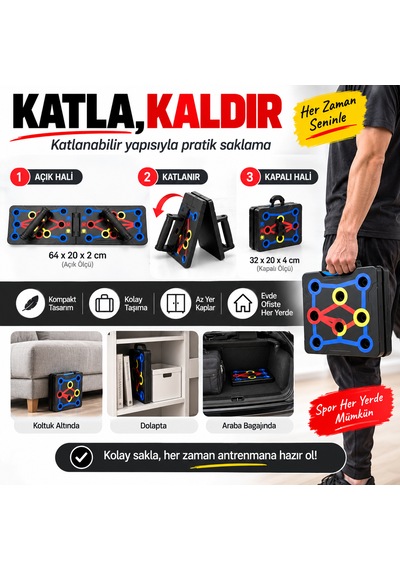 Katlanabilir Şınav Tahtası Çok Pozisyonlu Push Up Board Şınav Barı
