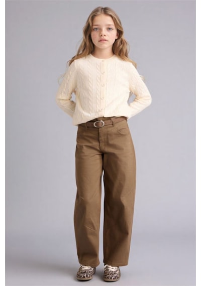 Defacto Baggy Fıt Gabardin Pantolon Kız Çocuk G7732a826spbg150 Bej-bg150