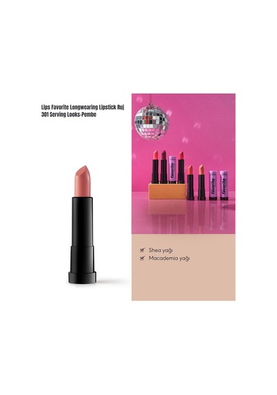Lips Favorite Longwearing Lipstick Kalıcı Ruj 301 Serving Looks, Pembe Çok Renkli