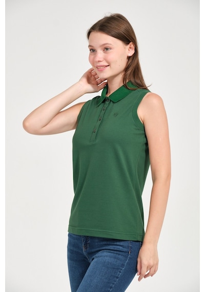 Kadın Regular Fit Kolsuz Polo Yeşil