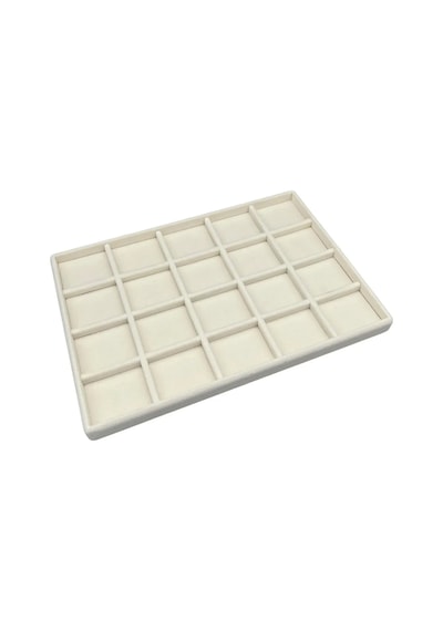 Yerli Üretim Süet Kumaş Krem Renk 34/24 Cm 20 Bölmeli Çekmece İçi Takı Standı Çok Renkli