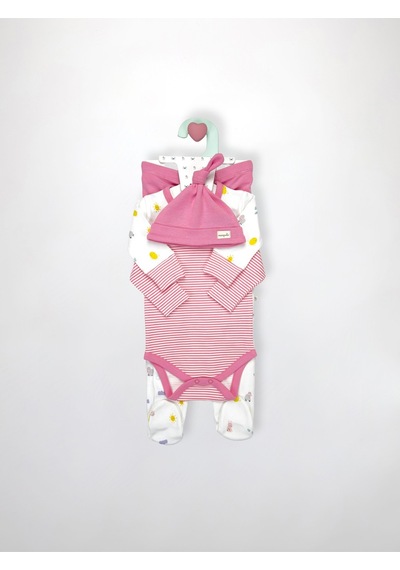 Sezgibaby Kisecik 4'lü Kız Bebek Tulum Çoklu Set Pembe