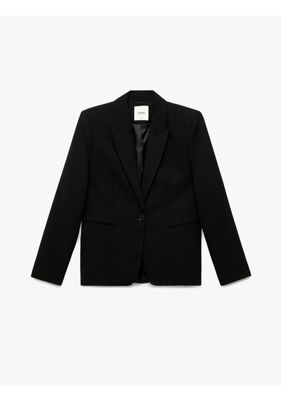 Koton Krep Kumaş Astarlı Düğmeli Uzun Kollu Kruvaze Blazer Ceket Siyah 6wak50044uw Siyah