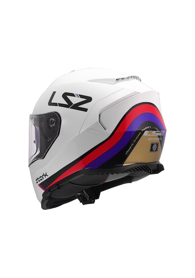Ls2 Storm 2 Stark Beyaz-kırmızı-mavi-sarı Kask Beyaz - Mavi - Kırmızı
