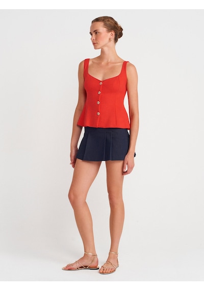 Dilvin 31987 Peplum Etekli Yelek-kırmızı Kırmızı