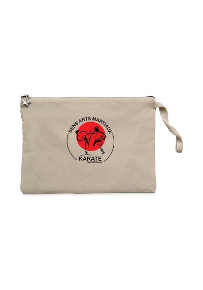 Karete Shotokan Red Circle Krem Clutch Cüzdan / El Çantası Krem