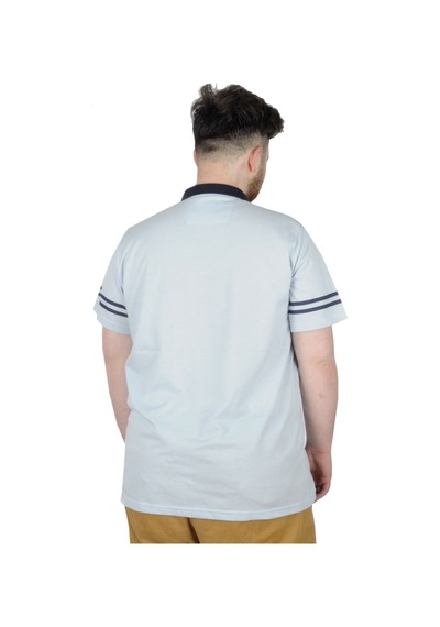 Mode Xl Büyük Beden T-Shirt Polo Sleeve Striped 22336 Mavi 001