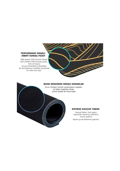 Gamer Mouse Pad 90x40 Mouse Pad Xxl Büyük Oyuncu Mousepad Black Moon, 90x40 Cm 3mm Kalınlık