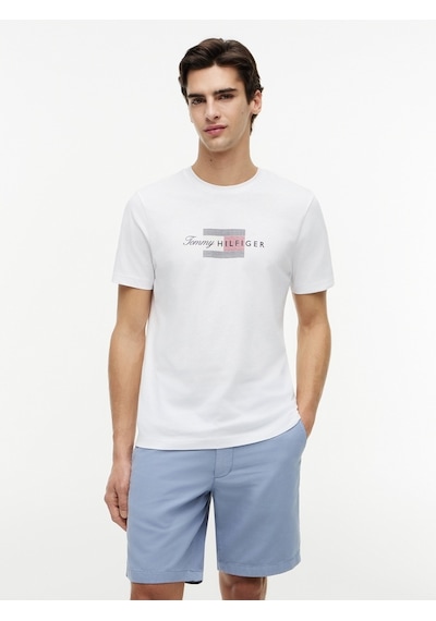 Tommy Hilfiger Scrıpt Flag Regular Tee Erkek Beyaz T-shirt - Mw0mw43226