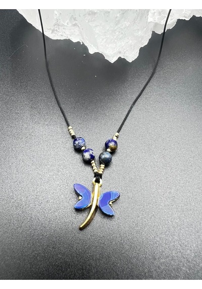 Sertifikalı Lapis Lazuli & Sedef Doğal Taş Tasarım Kolye Yusufcuk Detaylı Aaa Kalite Çok REnkli