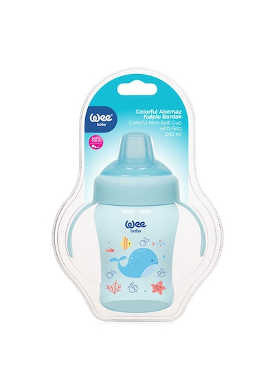 Colorful Akıtmaz Kulplu Antikolik Bardak 240 ML Mavi