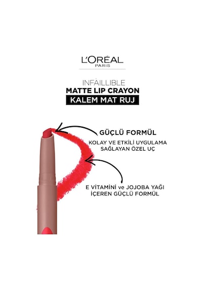 L'Oreal Paris Infaillible Matte Lip Crayon Mat Kalem Ruj 106 Mon Cinnamom