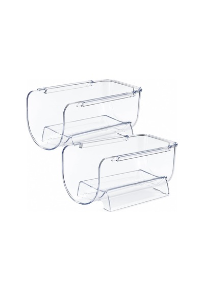 Buzdolabı Şişe Rafı Düzenleyici Şeffaf 2'li Set, 11x20x10 Cm Çok Renkli