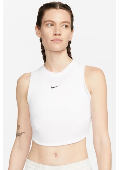 Nike Sportswear Essential Rib Cropped Women's Tight Fit Tank Top Kadın Dar Kesim Crop Atlet Beyaz