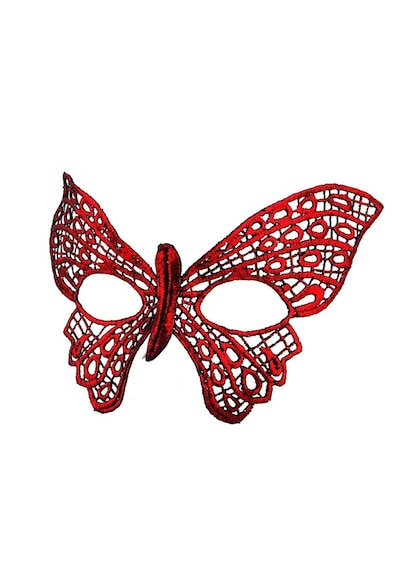 Kırmızı Dantel Masquerade Maskesi 7 No Altın Ve Çok Renkli