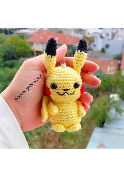Pokemon karakteri sevimli amigurumi Pikachu anahtarlık aksesuar