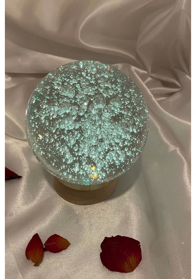 3d Led Işık Cam Küre Çok Işıklı Ahşap Hava Kabarcığı Büyük Boy 10 Cm
