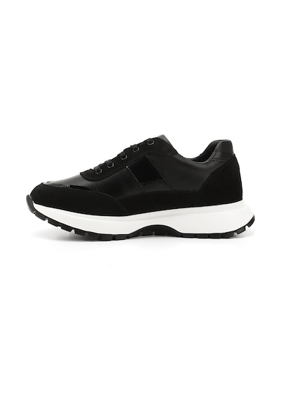 Gönderi(R) Gönderi R Siyah Dolgu Taban Lastik Bağcıklı Hakiki Deri Sneaker Siyah