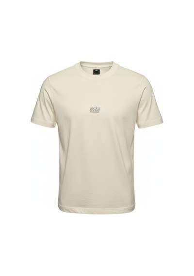 Jack & Jones Jack&jones Breeze Front Print Crew Neck Erkek Ekru Tişört