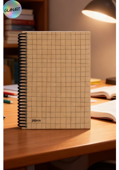 Spiralli 100 Yaprak Çizgisiz Orta Boy Sert Kapak Defter Kraft Kağıt 16x23 Cm