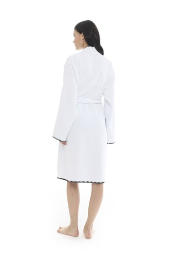 Athena Kimono Kadın Bornozu- Beyaz %100 Pamuk Beyaz