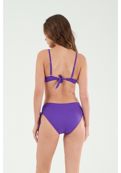 Louren Kadın Mor Sırt Bağlamalı Kaplı Balenli Straplez Bikini Takımı Mor
