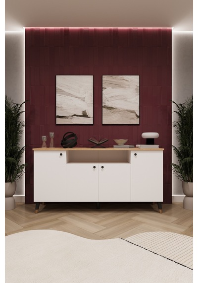 Lüks Konsol Tv Ünitesi %100 Mdf Salon Ve Yemek Odası Ünitesi Knsl02 Beyaz - Karına Lüks Konsol Tv Ünitesi %100 Mdf Salon Ve Yemek Odası Ünitesi Knsl02 Beyaz - Karına