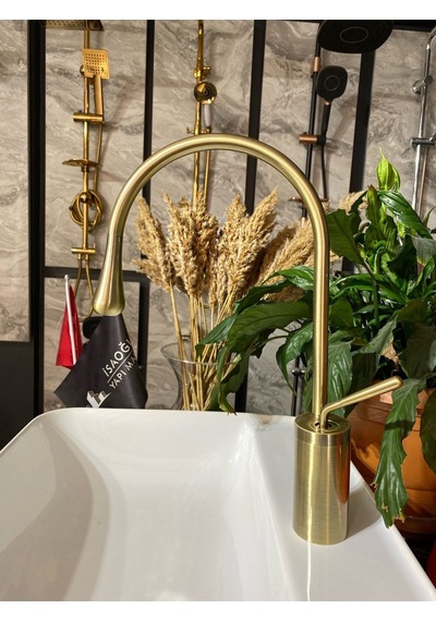 İsaoğlu Yapı Mat Altın Mutfak Bataryası Antik Gold Evye Musluğu Mat Gold Lavabo Bataryası Gold