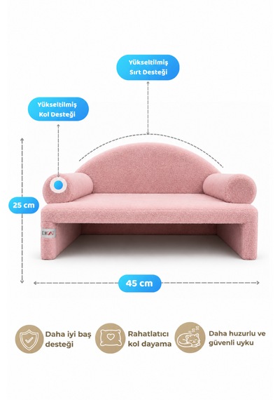Reyo Pet Peluş Kedi Koltuğu, Kedi Kanepesi, Kedi Yatağı, Evcil Hayvan Dinlenme Koltuğu, Rahat Kedi Sofa Yatağı, 45x33x25 Cm Pembe