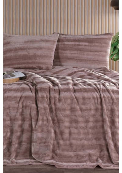 Zebracasa Cozy Çift Kişilik Pudra Battaniye Takımı Pudra