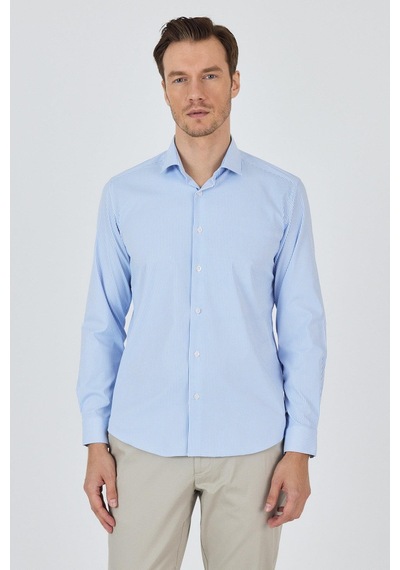 İmza Uzun Kol Çizgili Desen Bez Ayağı İtalyan Yaka Cepsiz Esnek Classic Slim Fit Gömlek 1004250200 Beyaz İmza Uzun Kol Çizgili Desen Bez Ayağı İtalyan Yaka Cepsiz Esnek Classic Slim Fit Gömlek 1004250200 Beyaz
