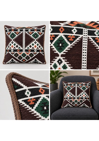 Bk Gift El Yapımı Otantik Türk Kilim Kırlent Yastık 43x45 Cm -6 Bohem Etnik Dekoratif Koltuk Yastığı Çok Renkli