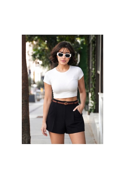 Gigi Wardrobe Portofino Yüksek Bel Şort Siyah Siyah