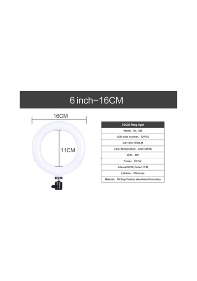 RL-72B 6" Halka Led Tripod Stüdyo Makyaj Işığı Ring Light