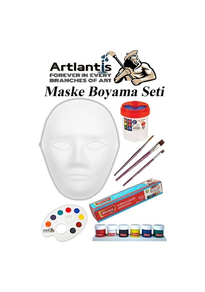 Maske Boyama Seti 1 Adet Boyanabilir Maske Karton Lastikli İnsan Yüzü Suratı Okul Sınıf Etkinlikleri Hobi 19x24 Cm