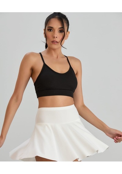 Aurafit Fitilli U Yaka İp Askılı Basic Büstiyer/croptop - 9027 Siyah