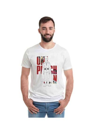 Anime One Punch Man Baskılı Beyaz Erkek Tshirt (534486144)