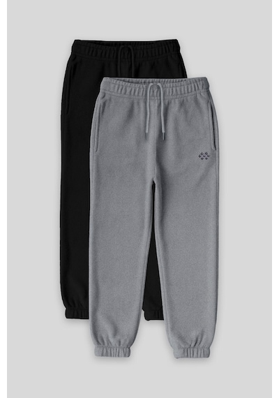 Standart Fit 2li Paket Siyah-gri Melanj Kız Çocuk Eşofman Alt - 75155 Siyah - Gri