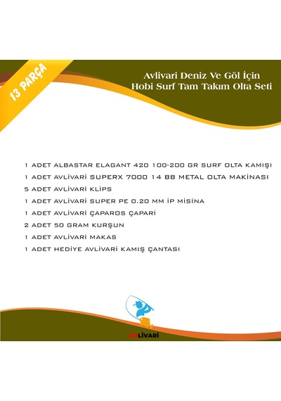 Albastar Elagant 420 Cm 100-200 Gr Avlivari Superx Tam Takım Hobi Surf Olta Seti-9596
