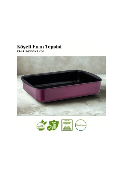 30x35 Cm Granit Köşeli Tepsi - Mürdüm Mürdüm