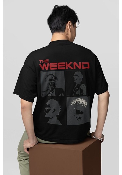 Sevbano Tasarım The Weeknd Baskılı Unisex Oversize Tasarım Rapper Tişört Siyah