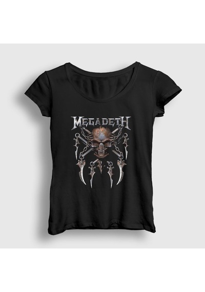 Presmono Kadın Rust Megadeth T-shirt Siyah