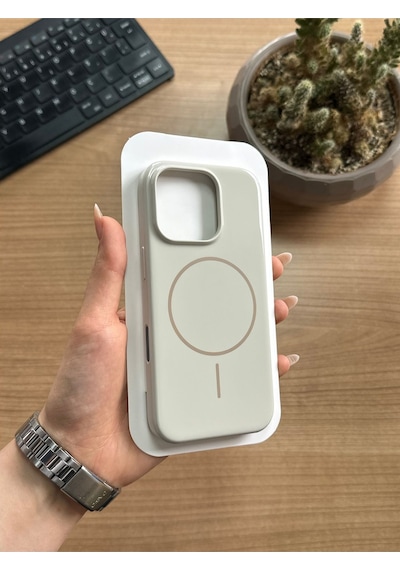 Apple Uyumlu iPhone 16 Pro Animasyonlu Stylus Silikon Kılıf Krem