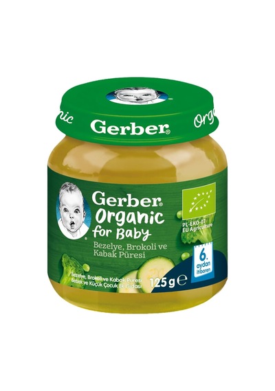 Organik Bezelye, Brokoli Ve Kabak Püresi 125 Gram