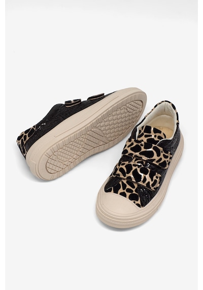 Tonny Black Çoçuk Sim Detaylı Cırtlı Rahat Kalıp Sneaker Çocuk Unisex Siyah Leopar Sneaker Tbarz1035 Siyah - Sarı