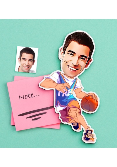 Kişiye Özel Bay Basketbol Oyuncusu Karikatürlü Ahşap Magnet-2