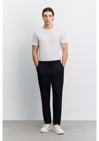Avva Erkek Lacivert Beli Lastikli Bağcıklı Kolay Ütülenen Relaxed Fit Jogger Pantolon A62y3041